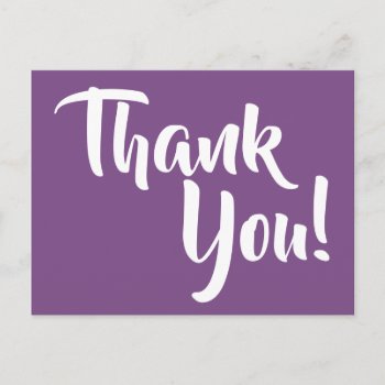 Violet Purple And White Calligraphy Thank You Postcard by purplestuff at Zazzle