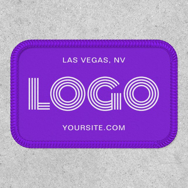 Violet Purple and White Modern Rectangular Logo Patch (Front)