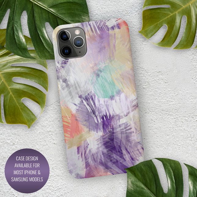 Violet Purple Aqua Turquoise Coral Art Painting iPhone Case (Creator Uploaded)
