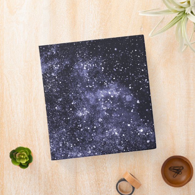 Violet purple black abstract galaxy 3 ring binder (In Situ)