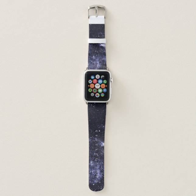 Violet purple black abstract galaxy apple watch band (Front)