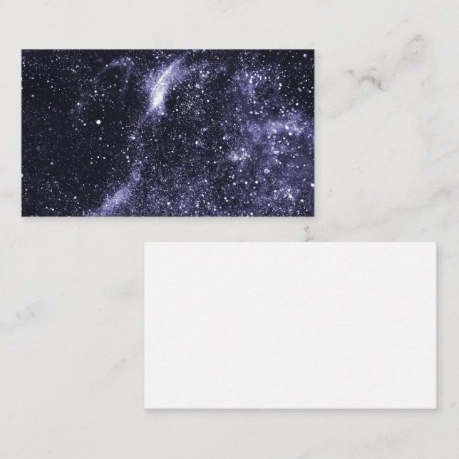 Violet purple black abstract galaxy business card (Front/Back)
