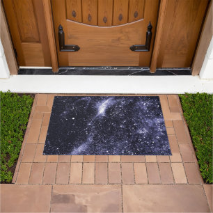 Violet purple black abstract galaxy doormat