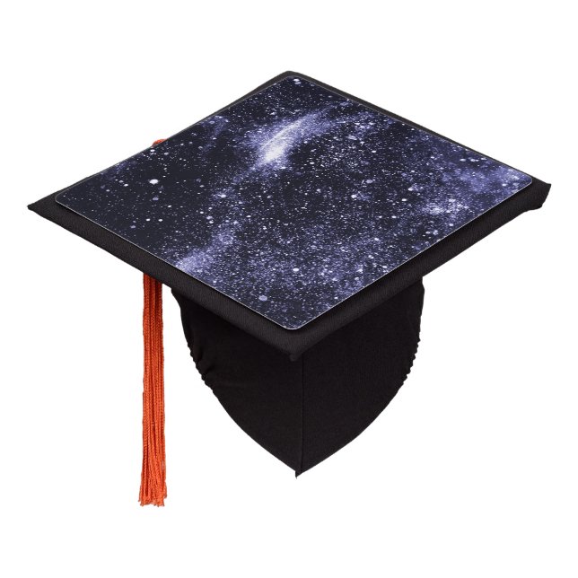 Violet purple black abstract galaxy graduation cap topper (Angled)