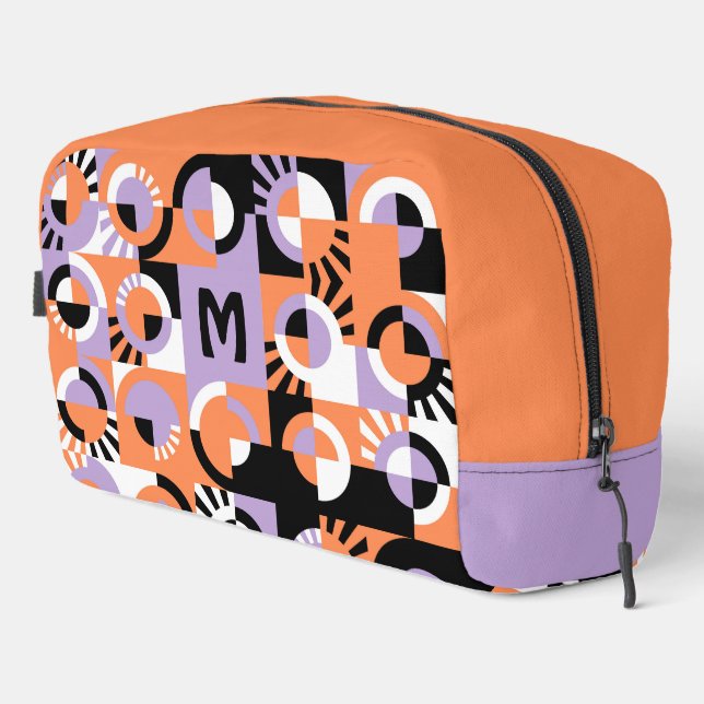 Violet Purple Black Peach Orange Midcentury Art Dopp Kit (Right Corner)