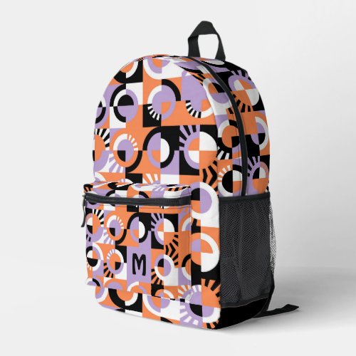 Violet Purple Black Peach Orange Midcentury Art Printed Backpack