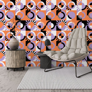 Violet Purple Black Peach Orange Midcentury Art Wallpaper