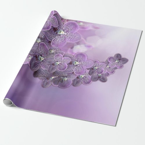 Violet Purple Blooming Flower Orchids Clutch Wrapping Paper