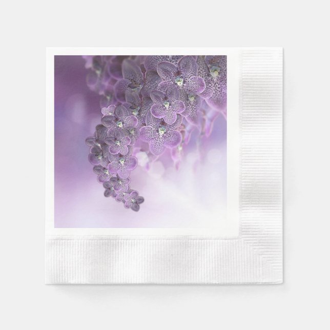 Violet Purple Blooming Flower Orchids Napkins (Front)