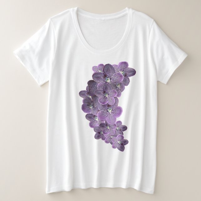 Violet purple Blooming Flower Orchids Plus Size T-Shirt (Design Front)