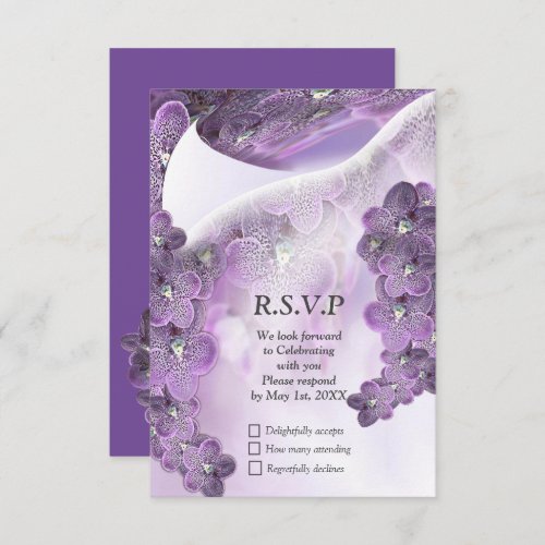 Violet Purple Blooming Flower Orchids RSVP Card
