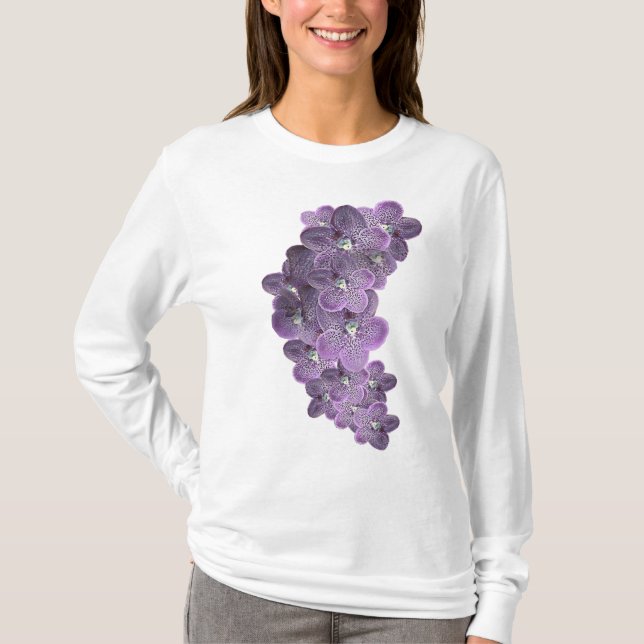 Violet Purple Blooming Flower Orchids T-Shirt (Front)