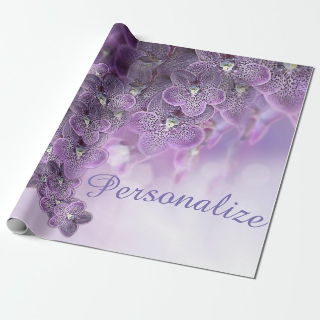 Violet Purple Blooming Flower Orchids Wrapping Pap Paper (Unrolled)
