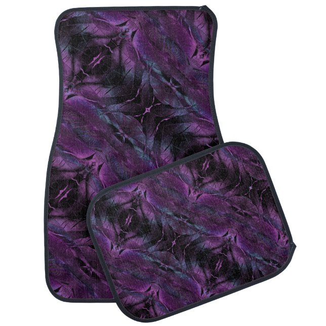 Violet purple blue black abstract design car floor mat (Set)