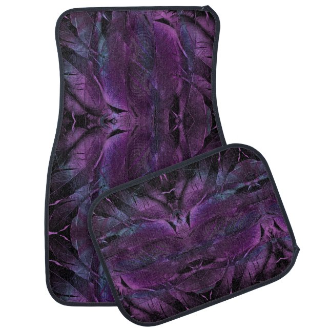 Violet purple blue black abstract design car floor mat (Set)