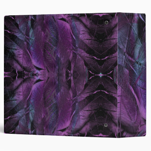 Violet Purple blue black feather texture abstract 3 Ring Binder