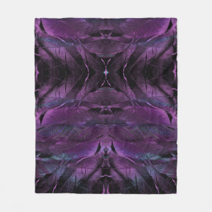 Violet Purple blue black feather texture abstract Fleece Blanket