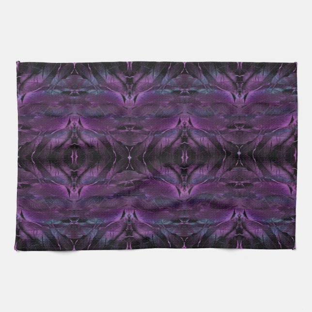 Violet Purple blue black feather texture abstract Kitchen Towel (Horizontal)