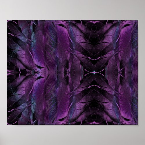 Violet Purple blue black feather texture abstract Poster