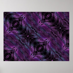 Violet Purple blue black feather texture abstract Poster