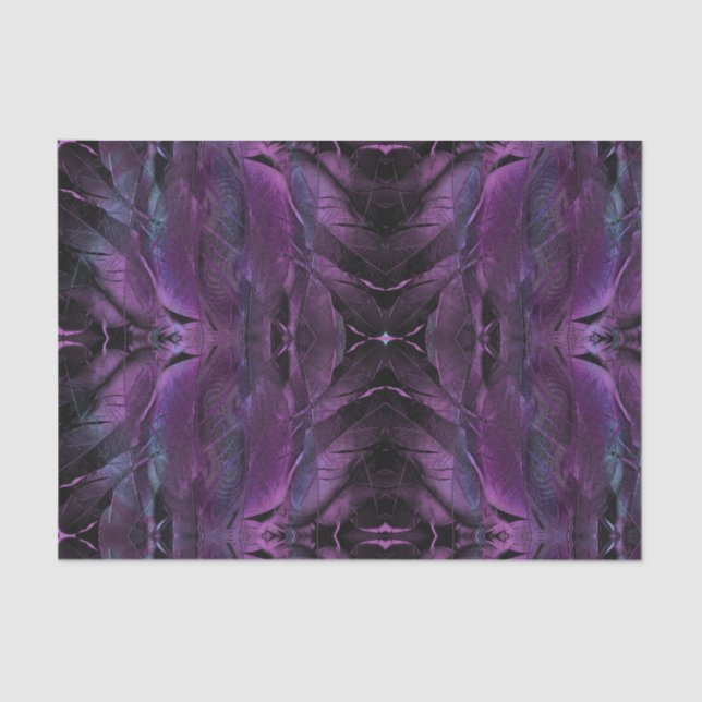 Violet Purple blue black feather texture abstract Tissue Paper (Front)