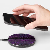 Violet Purple blue black feather texture abstract Wireless Charger (Hand)