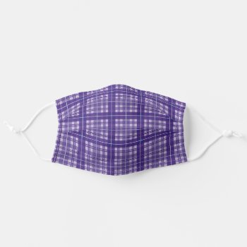 Violet Purple Bright Gingham Plaid Tartan Adult Cloth Face Mask by LifeOfRileyDesign at Zazzle