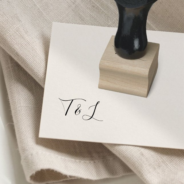 Violet Purple | Calligraphy Initials Wedding  Rubber Stamp (Creator Uploaded)