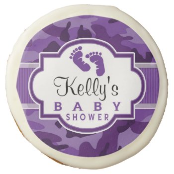 Violet Purple Camo  Camouflage Baby Shower Sugar Cookie by Favors_and_Decor at Zazzle