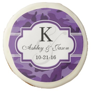 Violet Purple Camo  Camouflage Wedding Sugar Cookie by Favors_and_Decor at Zazzle