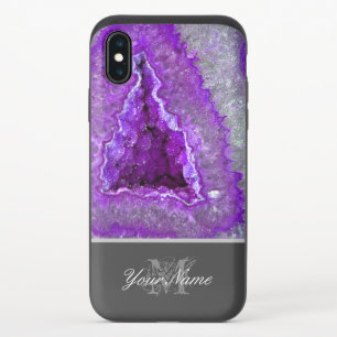 Violet-purple crystal Monogram and name gem! iPhone X Slider Case