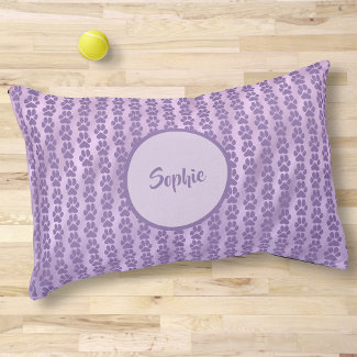 Violet Purple Cute Paw print Pattern Monogram Name
