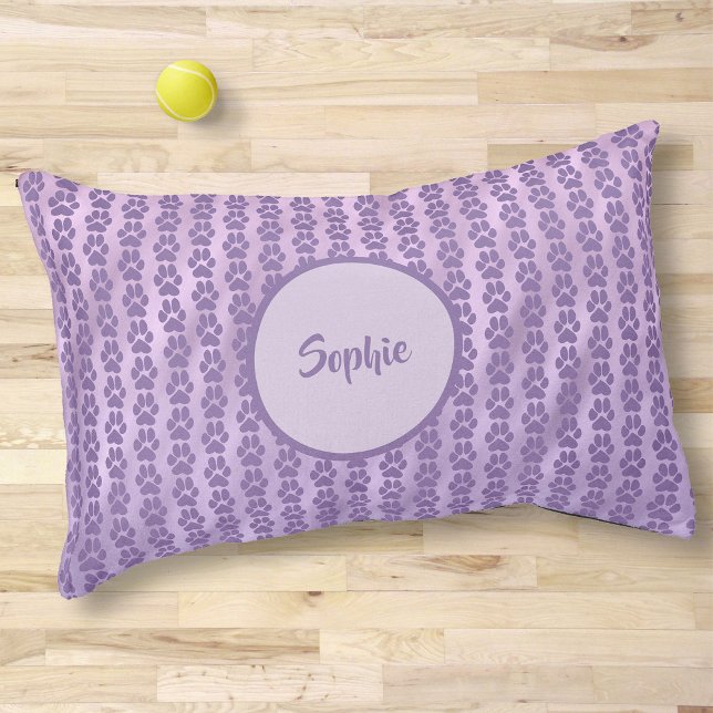 Violet Purple Cute Paw print Pattern Monogram Name Pet Bed (Creator Uploaded)