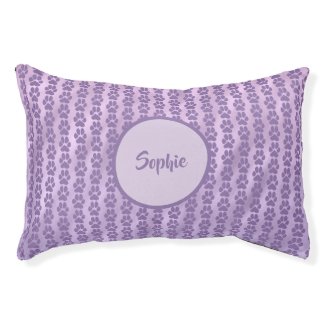 Violet purple cute paw print pattern Monogram name