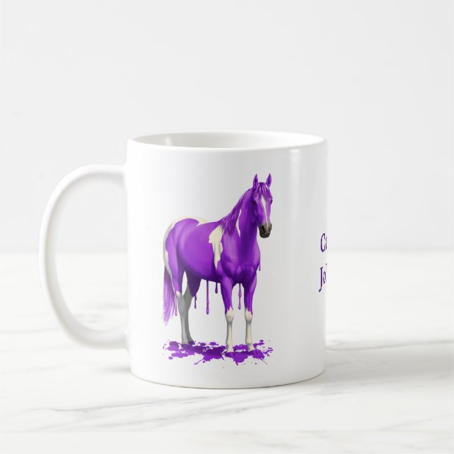 Violet Purple Dripping Wet Paint Horse Coffee Mug (Left)