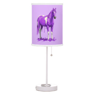 Violet Purple Dripping Wet Paint Horse Table Lamp