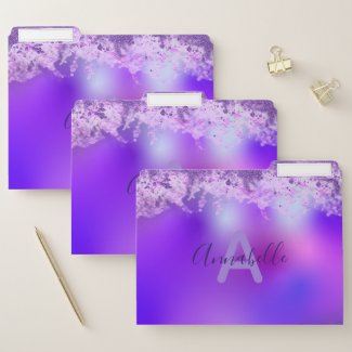 Violet Purple Fancy Stylish Modern Glitter Custom File Folder