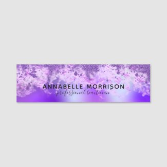 Violet Purple Fancy Stylish Modern Glitter Custom Name Tag