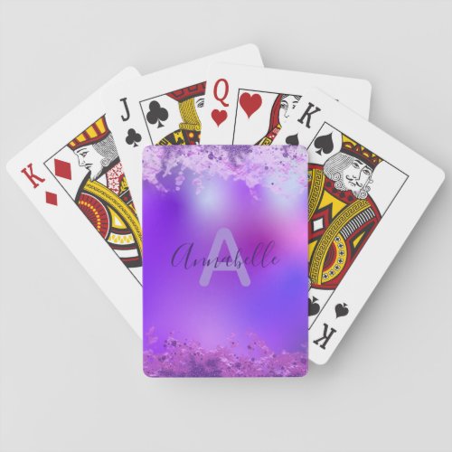 Violet Purple Fancy Stylish Modern Glitter Custom  Poker Cards