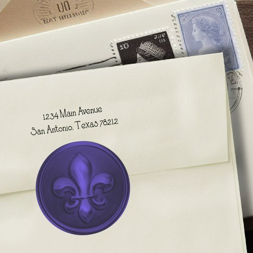 Violet Purple Fleur de Lis Envelope Seal