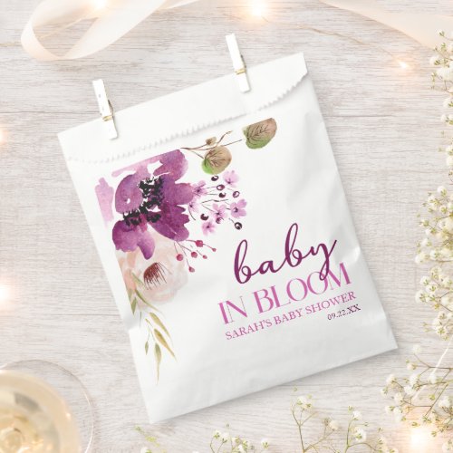Violet Purple Floral Baby In Bloom Baby Shower Favor Bag