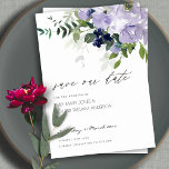 Violet Purple Floral Leafy Save the Date Invite<br><div class="desc">If you need any further customisation or any other matching items,  please feel free to contact me at yellowfebstudio@gmail.com</div>