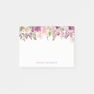 Violet Purple floral Personalized Post-it Notes