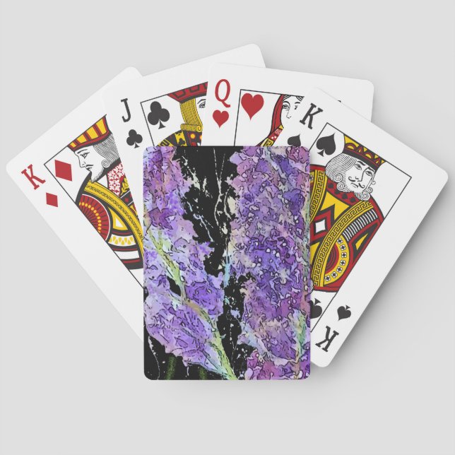 Violet Purple Floral Poker Cards (Back)