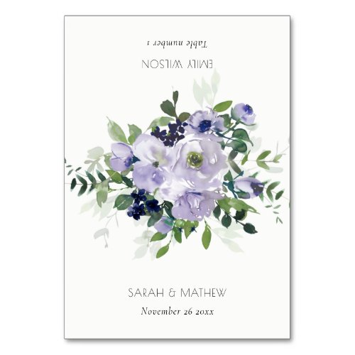 Violet Purple Floral Wedding Folded Place Cards