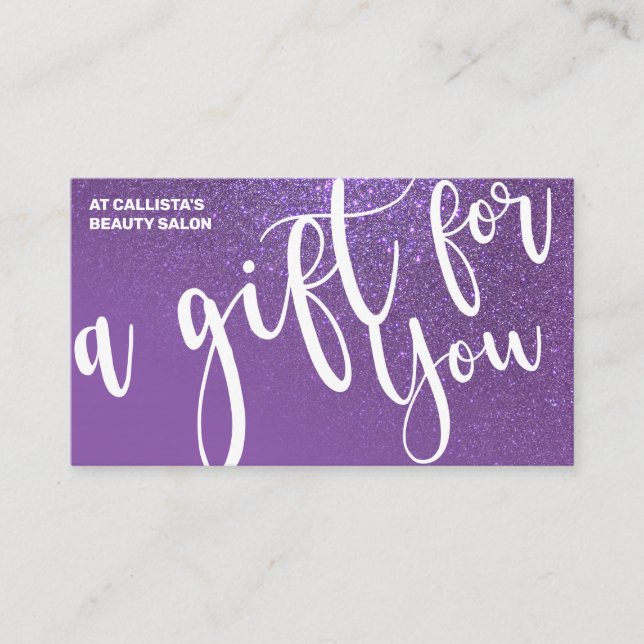 Violet Purple Glitter Gradient Gift Certificate (Front)
