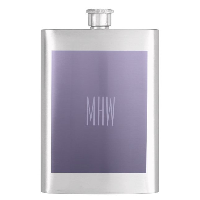 Violet Purple Gradient custom monogram flask (Front)