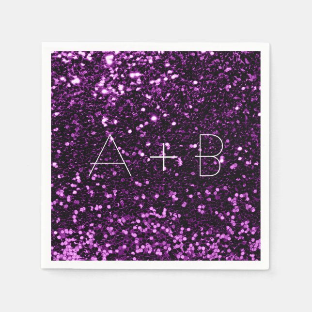 Violet Purple Grape Plum Sequin Sparkly Glitter Napkins (Front)