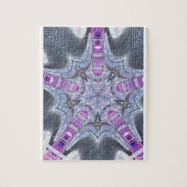 Violet purple gray geometric art jigsaw puzzle (Vertical)