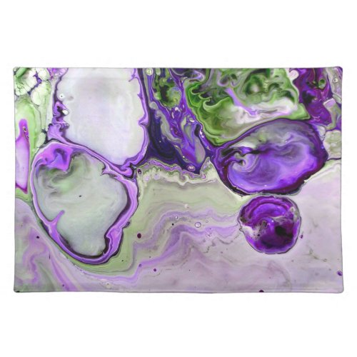 Violet Purple Green Fluid Abstract Marble Art Placemat